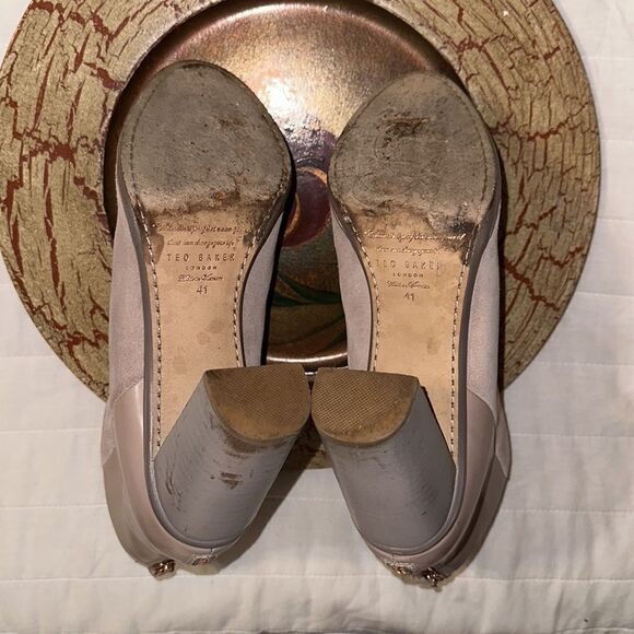 Ted Baker 10.5 41 Lorca 3 Contrast Suede Leather Mink Pink Stacked Heel Booties - Picture 9 of 11